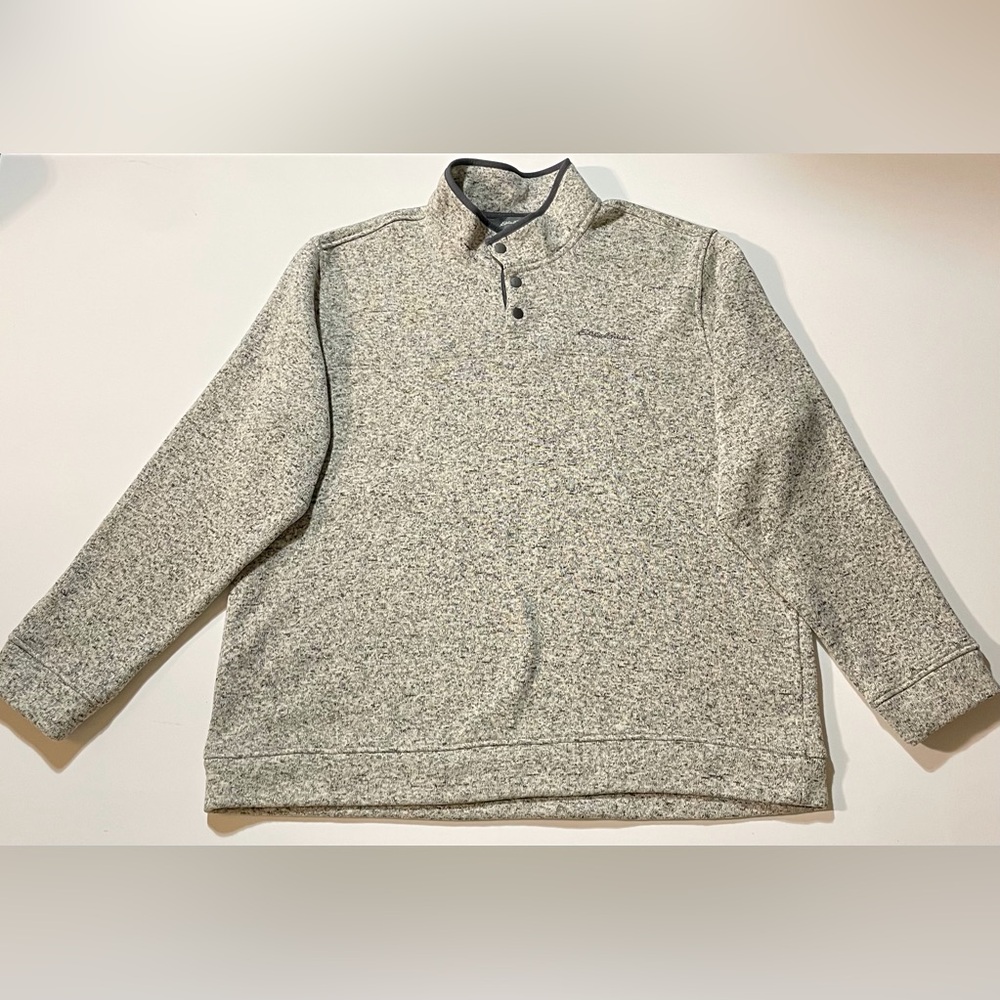 Eddie Bauer Men's Gray Radiator Fleece Snap-Front Sweater